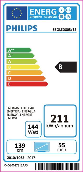 Energielabel Philips 55OLED803/12 (55", OLED, 4K, 2018)