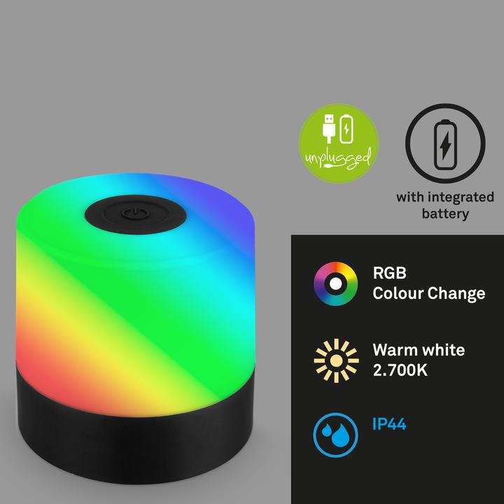 Produktbild Briloner Akku RGB LED Tischleuchte, schwarz, 1xLED/1,5W (100 lm)