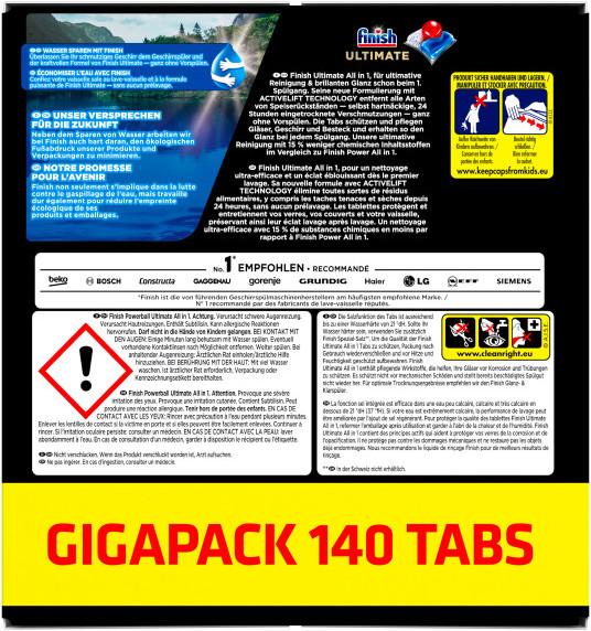 Produktbild Finish Ultimate All in 1 Spülmaschinentabs Gigapack (Tabs, 140 Waschgänge)