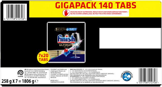Produktbild Finish Ultimate All in 1 Spülmaschinentabs Gigapack (Tabs, 140 Waschgänge)
