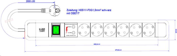 Produktbild Bachmann PRIMO 2 6xCEE7/3 1xSPD (6 x, CEE 7/3, 2 m)