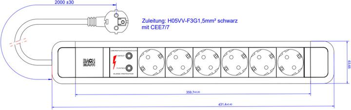 Produktbild Bachmann PRIMO 2 6xCEE7/3 1xUSS (6 x, CEE 7/3, 2 m)