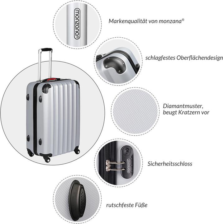Image du produit Monzana Set de valises (89 l, Bagage à main (jusqu'à 50l), M (50 - 90l), L (90 - 115l))