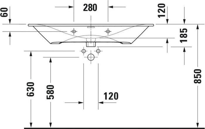 Produktbild Duravit Möbelwaschtisch Viu 103 x 49 cm weiss mit Beschichtung 23441000001 (490 mm, 1030 mm)