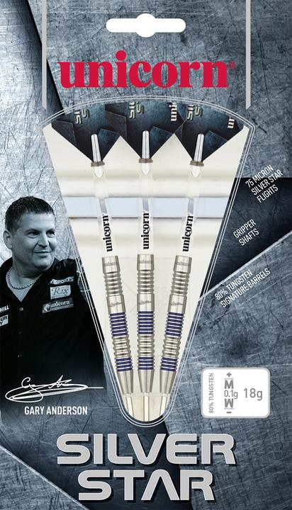 Actual product image Unicorn Silver Star Gary Anderson Steel Darts (125 g)