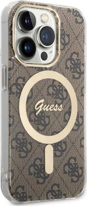 Produktbild Guess Zestaw GUBPP14LH4EACSW Case+ Charger iPhone 14 Pro 6,1" brązowy/brown hard case 4G Print MagSa (Apple iPhone 14 Pro)