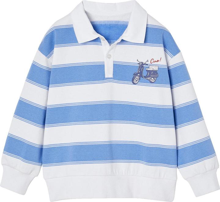 Produktbild Vertbaudet Gestreiftes Jungen Sweatshirt mit Polokragen und Recycling-Polyester (140)