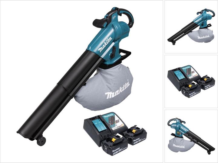 Makita DUB 187 RT2 Batterie Souffleuse de feuilles et aspirateur 18 V sans balais + 2x Batterie 5,0 Ah + (Fonctionnement sur batterie, Aspirateurs à feuilles)