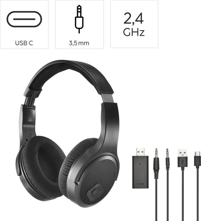 Image du produit Hama Casque de télévision (pas de réduction du bruit, 2.50 h, Filaire)