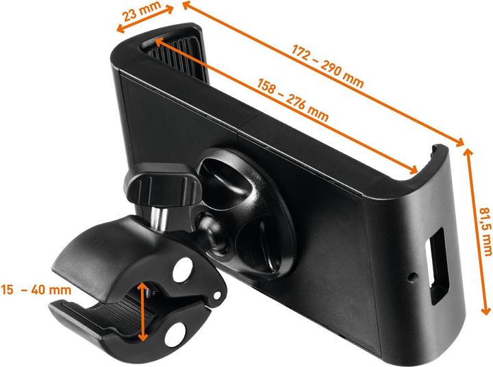 Actual product image Durable TOUGH CLAMP tablet holder 7-13"/-23mm/black