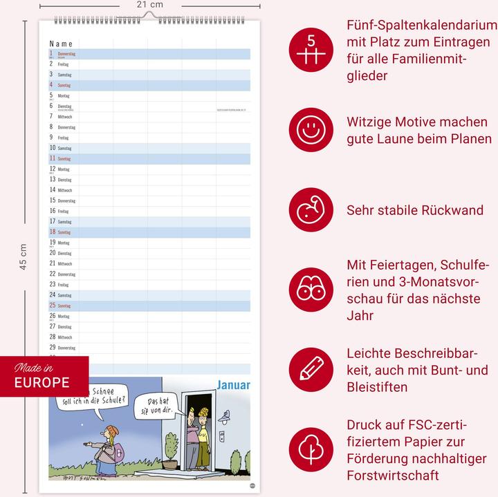 Produktbild Heye Familienplaner (21 x 45 cm, Harter Einband, Deutsch)