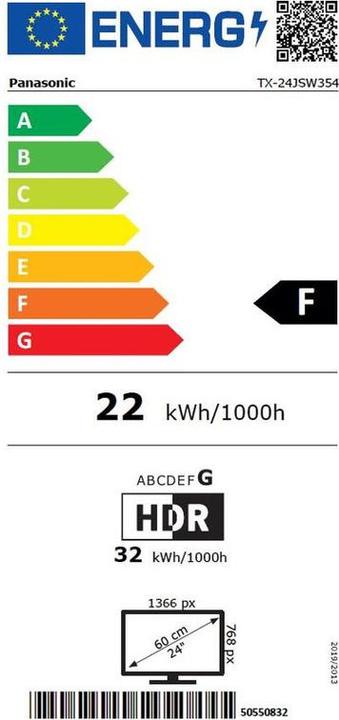 Label énergétique Panasonic TX -24JSW354 (24", JSW354, LED, HD, 2021)
