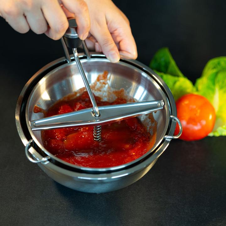 Actual product image Intirilife Preserving set: Stainless steel strainer with 3 sieve inserts & 25 preserving jars & cherry pitter