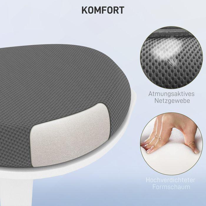 Actual product image Swisshandel24 Pendulum stool, ergonomic, height-adjustable, up to 120 kg, 42.5x35.5x56.5-71.5 cm, grey