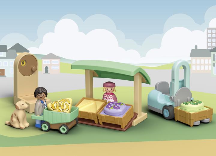 Image du produit Playmobil 71137 1.2.3 : Stand de marché bio & chariot élévateur à fourche (71137, Playmobil 1.2.3)