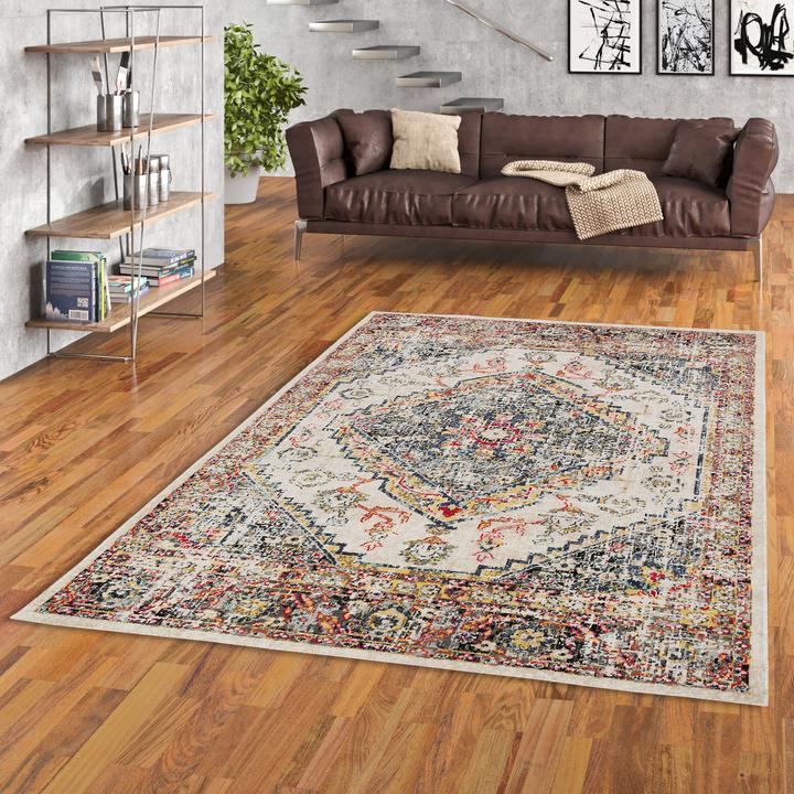 Actual product image Pergamon Kurzflor Designer Teppich Modern Vintage Orient Muster (160 x 230 cm)