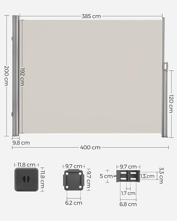 Produktbild Songmics Seitenmarkise ausziehbar (2 m)
