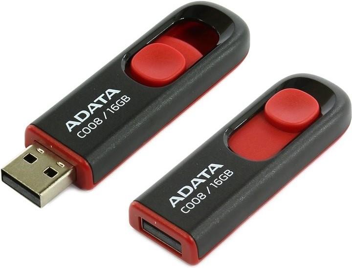 Actual product image Adata USB 2.0 Stick C008 Black/Red 16GB (16 GB, USB-A)