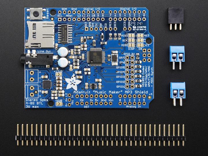 Image du produit Adafruit Music Maker MP3 Shield pour Arduino avec amplificateur stéréo de 3W (Bouclier)