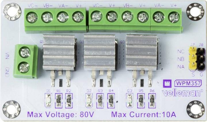 Actual product image Whadda 3-channel high-power MOSFET module (IRF540Ns)