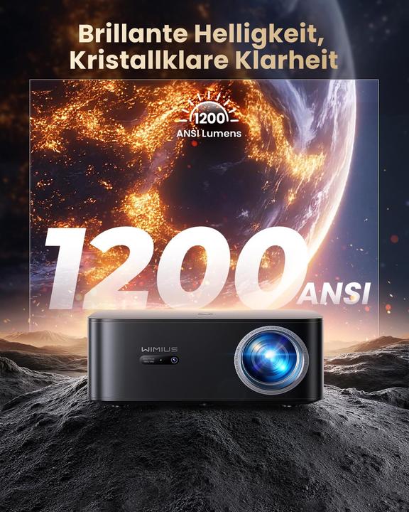 Produktbild WiMiUS 4K Heimkino Beamer mit Google TV & Netflix Lizenz (4K, 1200 lm)