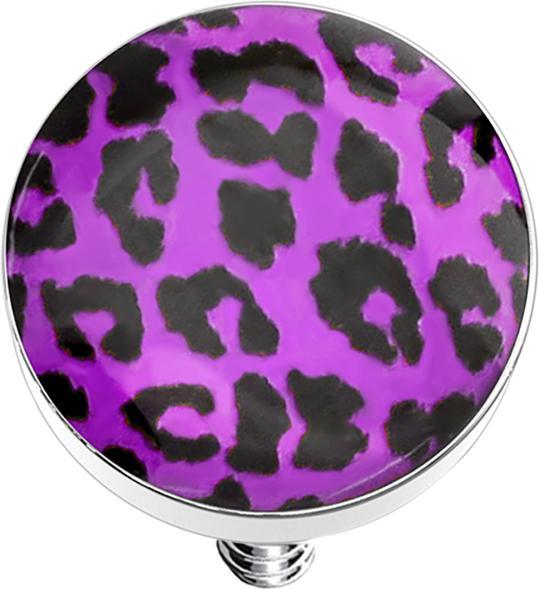 Star Piercing Dermal Anchor Scheibe mit Leopardenmuster violett (ohne Messing, Chirurgenstahl 316L)