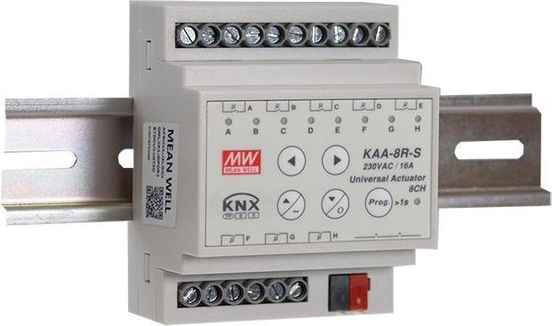 Actual product image MeanWell 8-channel universal actuator KNX 16A screw terminal