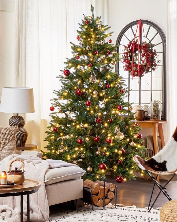 Produktbild Beliani Künstlicher Weihnachtsbaum mit LED Beleuchtung 210 cm grün FIDDLE (210 cm)