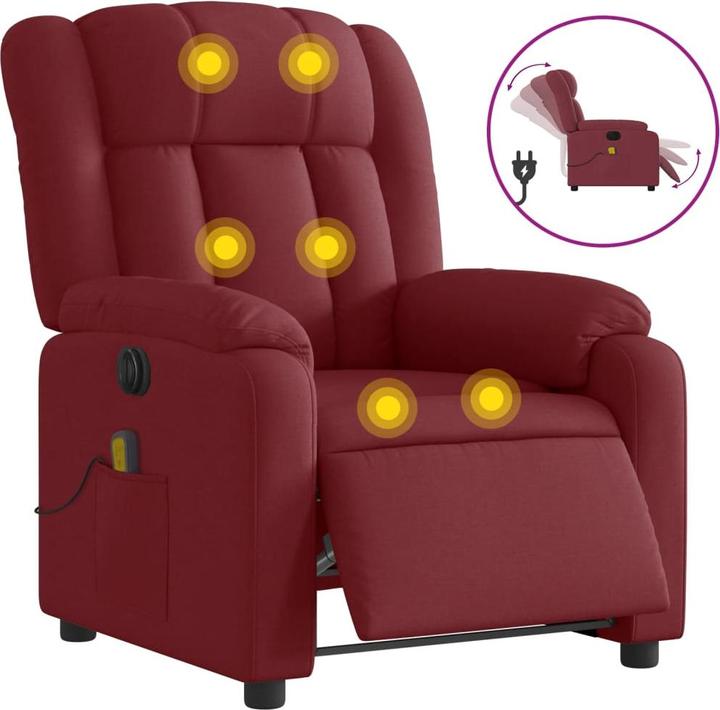 Produktbild VidaXL Massagesessel Fernsehsessel Relaxsessel Sessel Liegesessel Weinrot Stoff