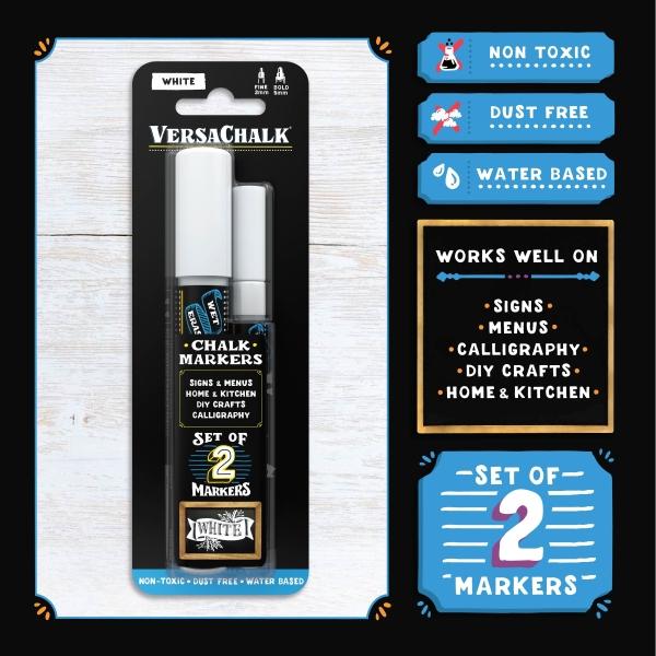 Actual product image VersaChalk - Combi set with 2 white chalk markers 3mm + 5mm (White, 5 mm, 2 x)