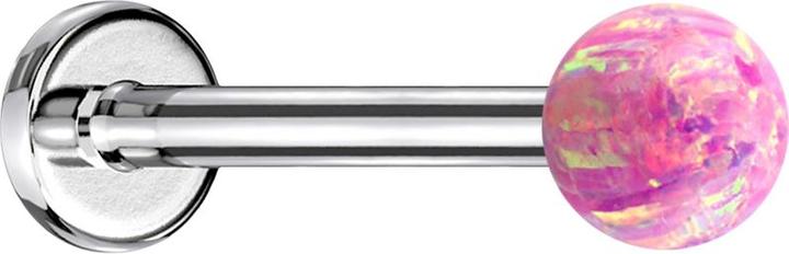 Image du produit Star Piercing Micro Labret argenté avec boule opale rose (sans laiton, Acier chirurgical 316L)