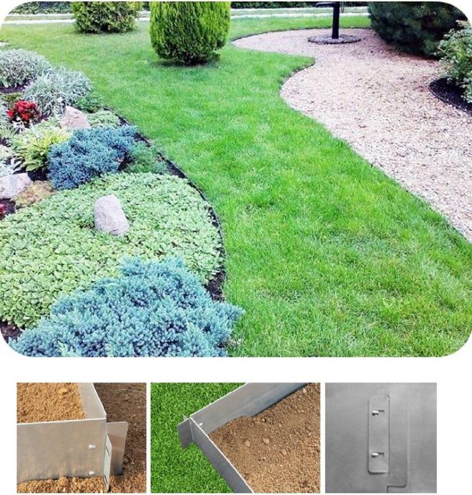 Immagine prodotto Green Split 10Set di bordure per prato in metallo alluminio/zinco alte 18cm e lunghe 10m (1000 cm)