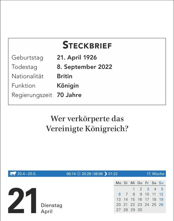 Image du produit Harenberg Wissen Tagesabreisskalender 2026 - Quizfragen aus Geschichte, Politik, Kultur, Technik und Spor (11 x 14 cm, Allemand)