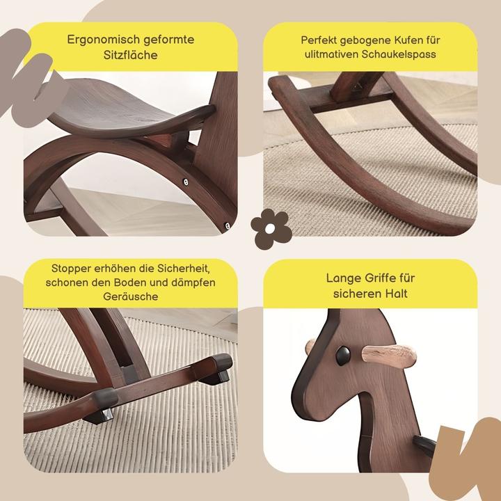 Image du produit Hermex Cheval à bascule Cheval en bois Jouet pour enfants Cheval en bois