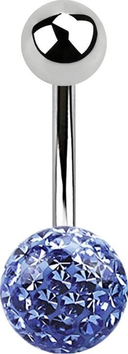 Produktbild Star Piercing Banane silber mit Kugel und Kristall Kugel hellblau Epoxy Schutzschicht (Chirurgenstahl 316L)