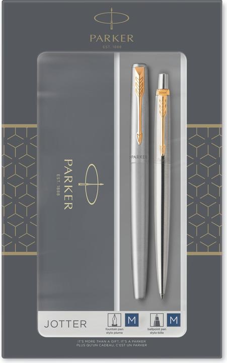 Actual product image Parker Pen Writing utensil set JOTTER stainless steel G.C. Content: 1 biros, line width: M (Gold, Black, Chromed, 2 x)
