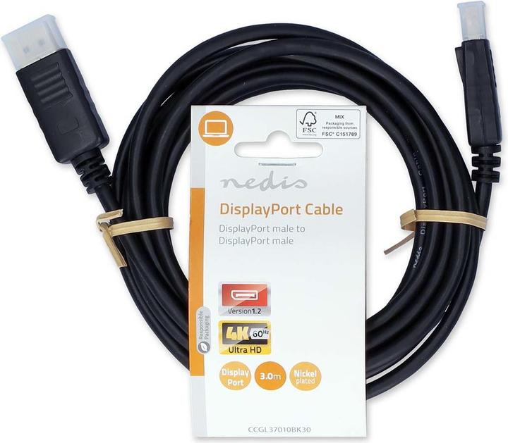 Image du produit Nedis Câble DisplayPort | DisplayPort mâle | DisplayPort mâle | 4K@60Hz | Nickelé | 3.00 m (3 m, DisplayPort)