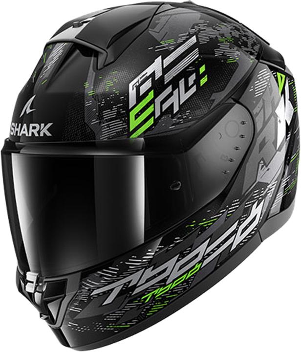 Actual product image Shark Casque Intégral Ridill 2 Molokai / Noir / Vert / Brillant S (55 - 56 cm, S)