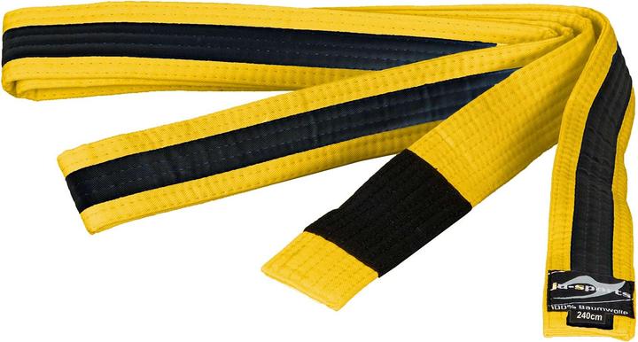Ju-Sports Bjj Kindergürtel gelb mit schwarzem Streifen