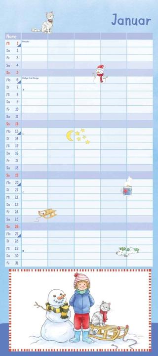 Actual product image Conni Family Calendar 2025 - Wall Calendar - Family Planner with 5 Columns - Size 22 x 49,5 cm (Hardcover, German)