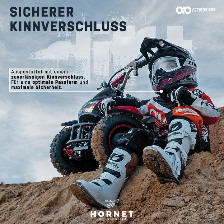 Produktbild Actionbikes Motors Kinder Cross Helm ECE R22-05-Norm Kinderhelm Motorradhelm Quadhelm Crosshelm (Blau S (55-56cm))
