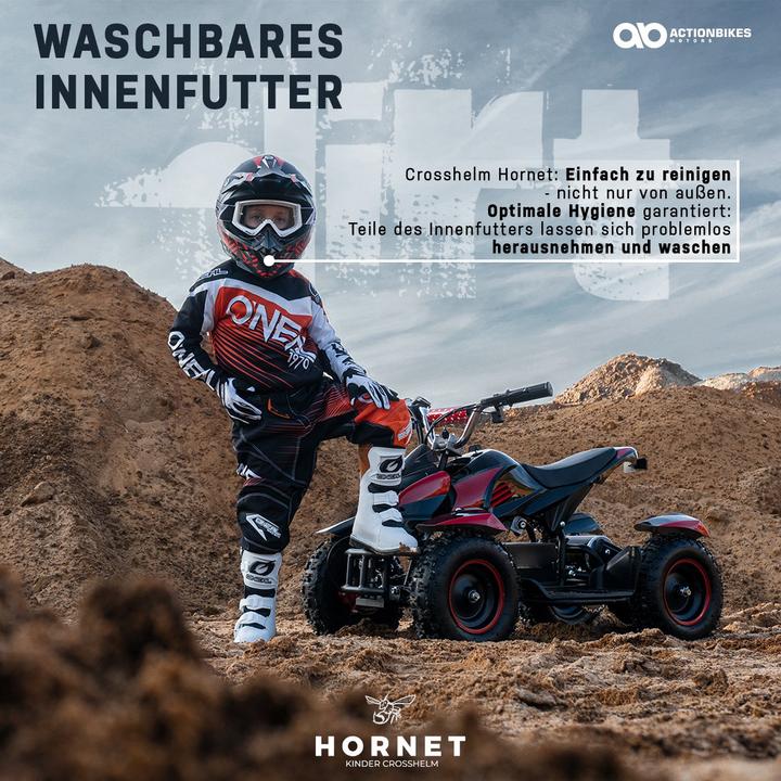Produktbild Actionbikes Motors Kinder Cross Helm ECE R22-05-Norm Kinderhelm Motorradhelm Quadhelm Crosshelm (Blau S (55-56cm))