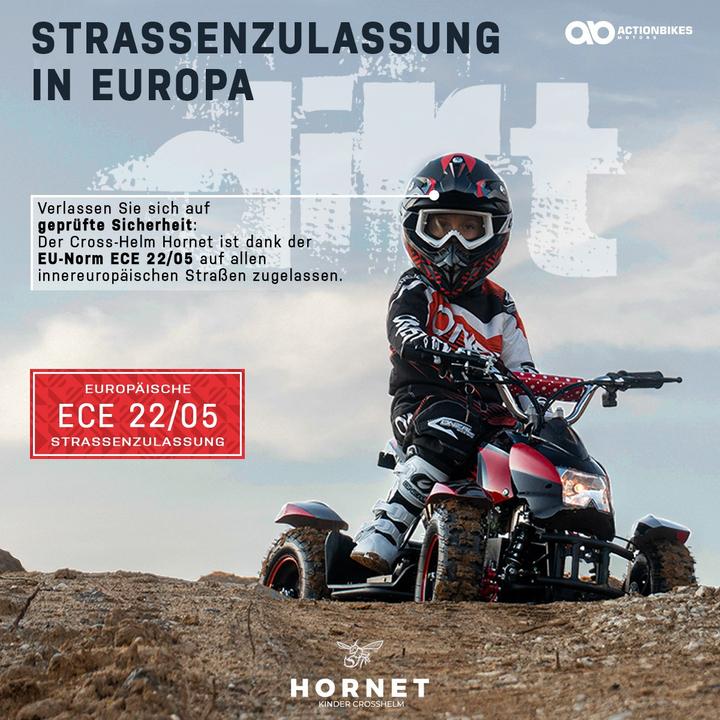 Produktbild Actionbikes Motors Kinder Cross Helm ECE R22-05-Norm Kinderhelm Motorradhelm Quadhelm Crosshelm (Blau S (55-56cm))