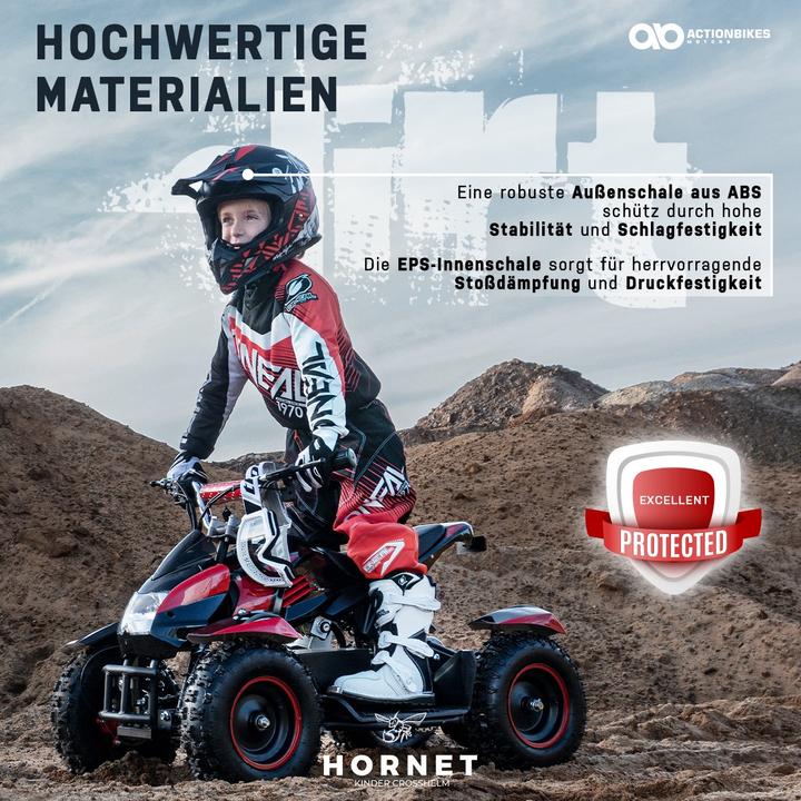 Produktbild Actionbikes Motors Kinder Cross Helm ECE R22-05-Norm Kinderhelm Motorradhelm Quadhelm Crosshelm (Blau S (55-56cm))