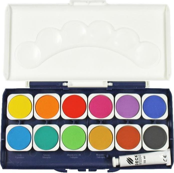 Donau Farbkasten inkl. Deckweiss (Farbkasten 12 Farben, inklusive Deckweiss, 12 ml)