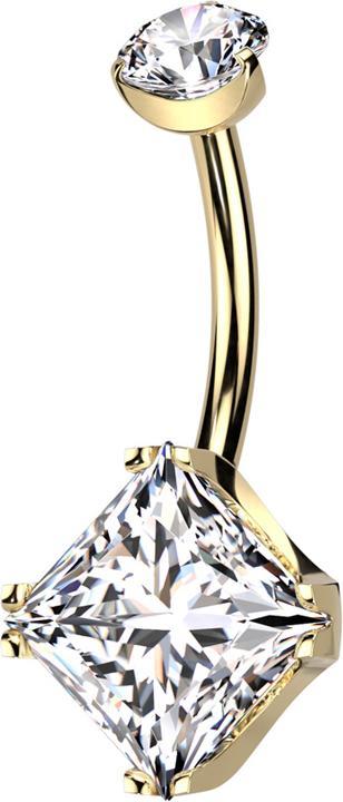 Star Piercing Banane Innengewinde vergoldet runder Kristall silber gefasst und quadrat Kristall silber gefasst (ohne Messing, Titan G23)