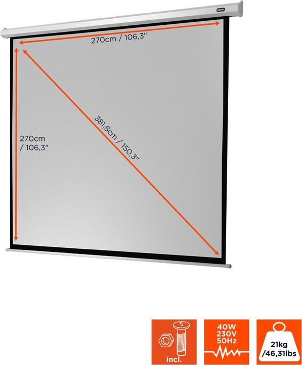 Actual product image Celexon Economy electric screen - screen - ceiling mounting possible, suitable for wall mounting (150", 1:1)