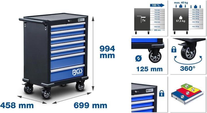 Produktbild BGS Werkstattwagen 7 Schubladen leer (7 x)