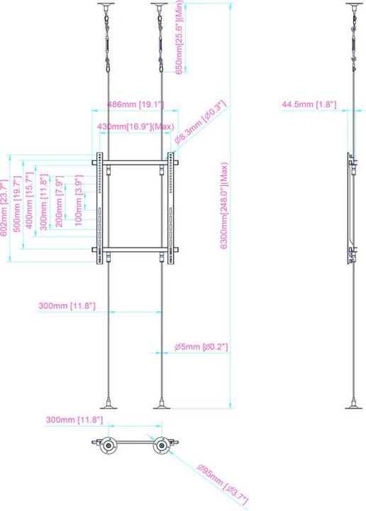 Produktbild Multibrackets Decken/Boden Halter, 1 x 40" - 65", VESA 100-