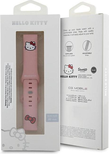 Actual product image Hello Kitty Pasek Uniwersalny HKUWMSCHBLP Silicone Kitty Head różowy/pink strap 20mm (20 mm, Silicone, Stainless steel)